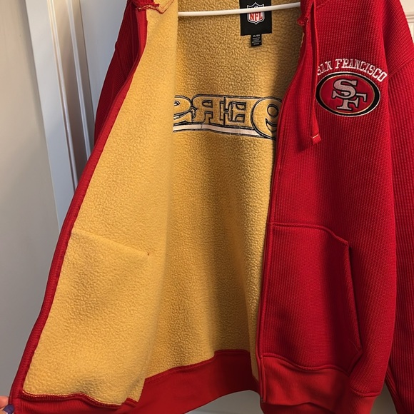 NWOT SF 49ers zip-up hooded thick jacket - Picture 3 of 8